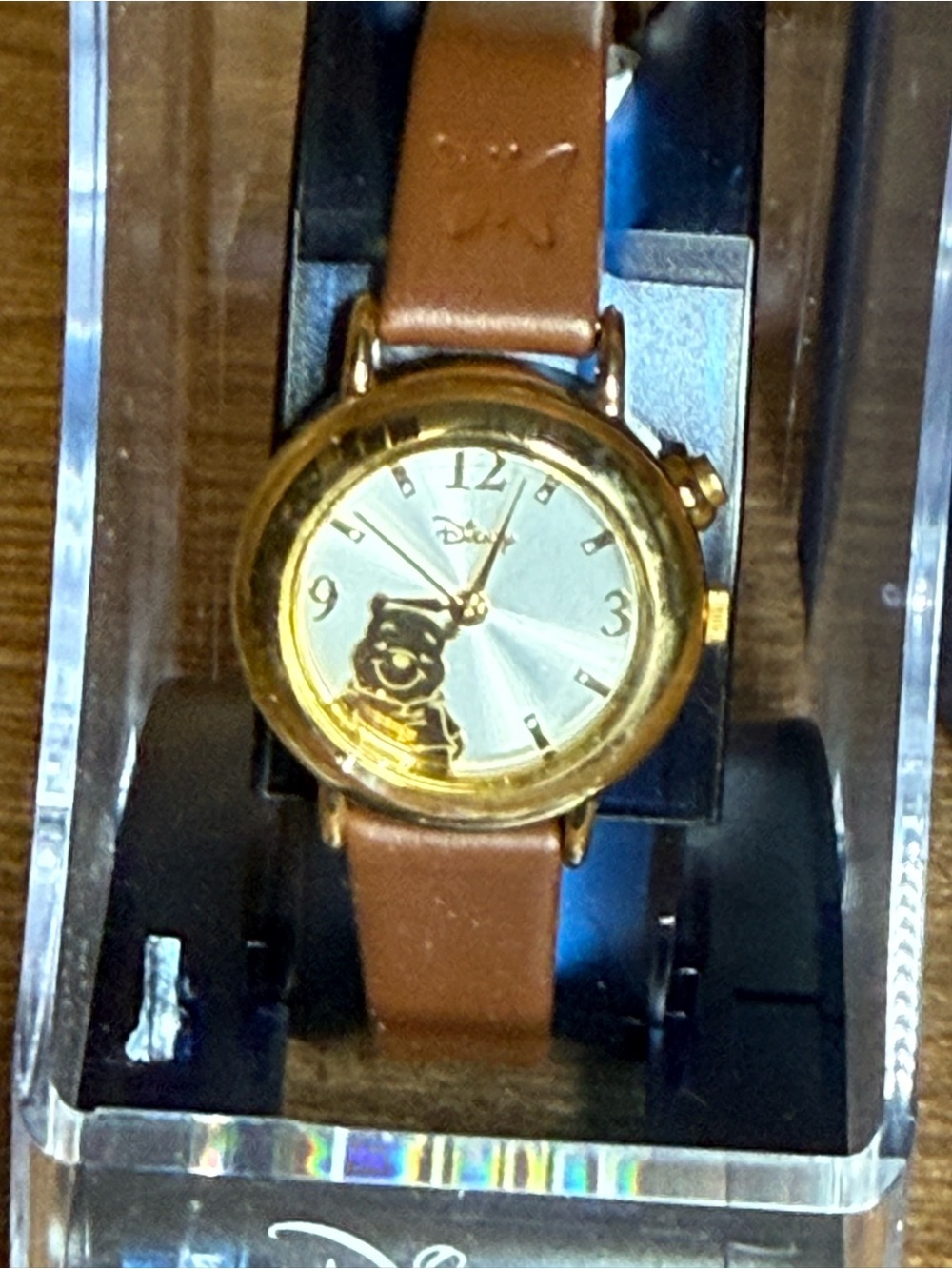 Disney Gold-Tone Watch with Brown Strap and Winnie the Pooh Dial